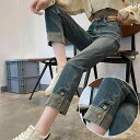 デニムパンツきれいめ ストレート ハイウエスト レトロ 煙 管の ジーパンの レディース 冬 ベルベットの 2024の 新型の 高さ 腰の 小さい 背の 30mmの 弾力の まっすぐな 筒の ズボンの 潮