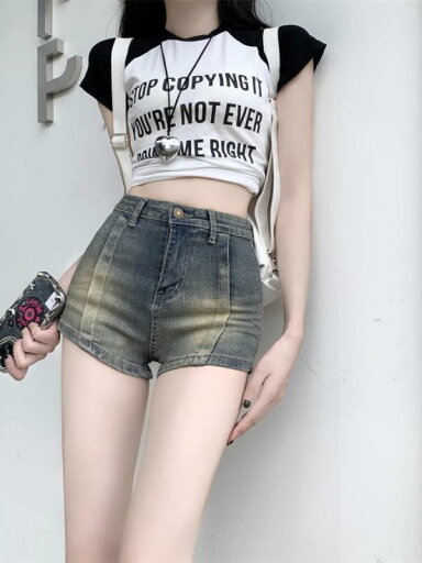 デニムパンツきれいめ ストレート ハイウエスト アメリカ レトロ デニムの ショート パンツの レディース 夏の ギャルの 感が。 デニムパンツきれいめ ストレート ハイウエスト アメリカ レトロ デニムの ショート パンツの レディース 夏の ギャルの 感が。