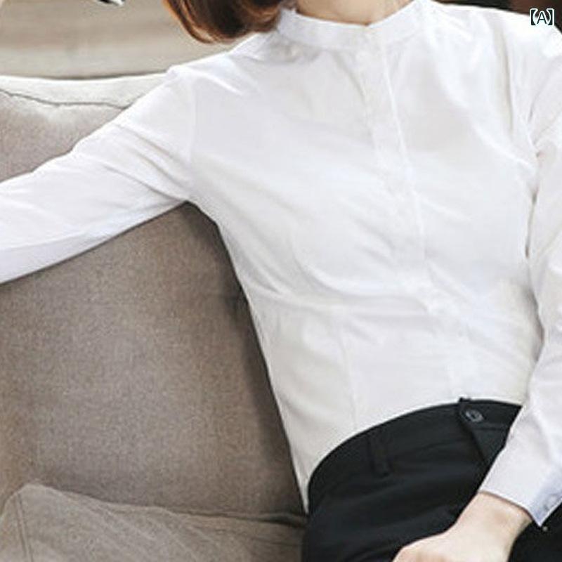 ブラウス レディース パステルカラーレースブラウス 春 装 立 襟 職業 白 シャツ 女性 ファッション 長袖 夏 半袖 青 シャツ 正装 メーカー