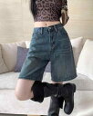 レディース デニムパンツ ワイド レディース デニムパンツ ワイド デニムの 半 ズボンの レディース 百合の 快適 夏の 薄手 新型の高 腰の 復古の 小さい 背の ゆったりしている まっすぐな 筒は やせている 五分丈の ズボンを 現します