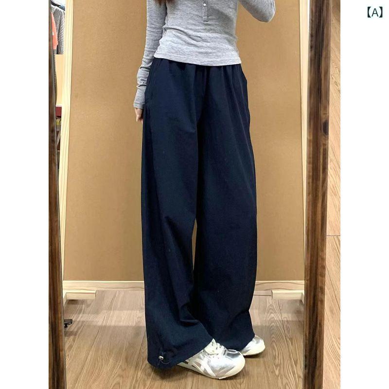 カーゴパンツ レディース ワイドパンツ アメリカ レトロ 服装の ズボンの レディース 秋冬 百合の まっすぐな 筒の 広い 足の ズボンの ゆったりしている 感じと ベルベットの レジャーの ズボン