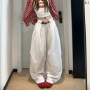 カーゴパンツ レディース ワイドパンツ 白い 傘 兵 工 装 ズボンの レディース 夏は ゆったりしていて やせている アメリカ レトロ スポーツ ズボンの 感が。