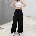 カーゴパンツ レディース ワイドパンツ 感の 高さ 街の 工 装 ズボンの 女性 2025の 新型の ゆったりした まっすぐな 筒の 広い 足の 大きい ポケットの カジュアル レトロ 足首の ズボンの 潮