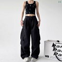 カーゴパンツ レディース ワイドパンツ アメリカ レトロ 秋に 降りた 傘の ズボンの 女性 2025の 新型の ゆったりした 腰の 広い 足の 速乾の ズボン