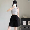 カーゴパンツ レディース ワイドパンツ グレー 工 装 カジュアル パンツ 女性 夏 2025 新型 ゆるい アメリカ 運動 レジャー高 腰 広 脚 五分 ズボン 女性