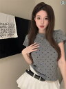 レディース ショート丈 トップス 半袖tシャツ レトロ ポイントの 丸 首 半袖 t シャツ 女装 2025 夏の 短い タイプの 修身は やせています。