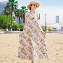 レディース マキシ丈ノースリーブワンピース 2025 夏の 休暇の ワンピースの 袖なしの 綿の ベストの ビーチの スカートの 新型の プリントの ゆったりしている ベストの スカートの ロング スカート