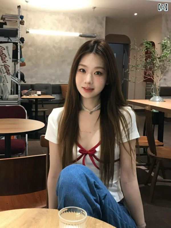 レディース ショート丈 トップス 半袖tシャツ フランス 式 bm 風 欲 v ネック 半袖 t シャツ 女性 2025..