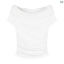 レディース ショート丈 トップス 半袖tシャツ 一 字の 肩の 半袖の t シャツ レディース 2025 夏の 新型の 魅惑的 ギャルの 修身は 腰の 短い 肩...