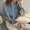 ブラウス レディース パステルカラーレースブラウス 春の 服の 新型 韓国 ニット リングの ランタンの 袖の 頭の シフォンの シャツ レディース 長袖の 底の シャツ 上着(4)