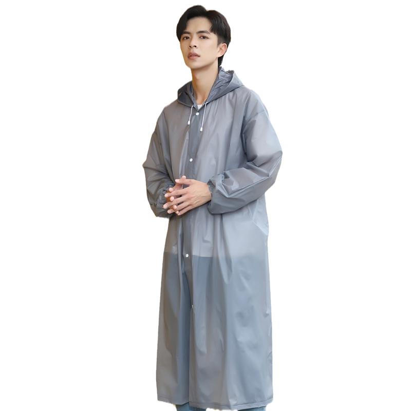 レインポンチョ 大人 子供 男女兼用 EVA素材 厚手 一体型 ロング丈 フード付き 再利用可能 携帯用 コン..
