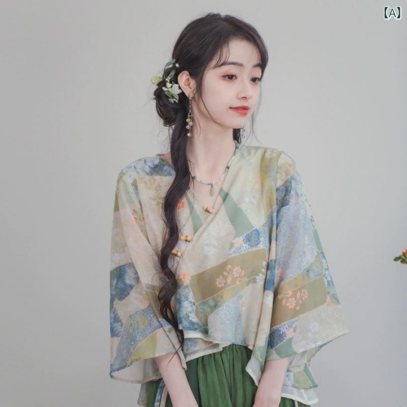 セットアップ レディース Vネック チャイナ風 女装 春夏 スーツ レトロ v ネック 上着 グリーン ゆるい 新 チャイナ風 二点 セット 女性