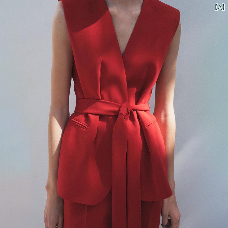 セットアップ レディース Vネック 通勤 女装 春 装 セット 2025 新型 ベスト v ネック