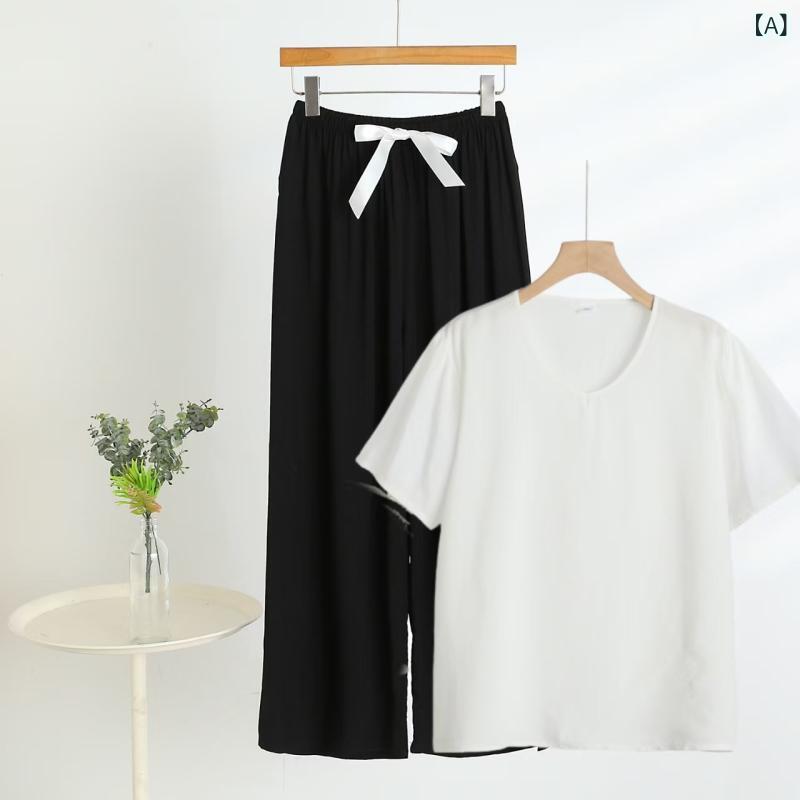 セットアップ レディース Vネック 綿の レディース 夏の 薄手 タイプの 花柄の ゆったりした v ネックの 半袖の 上着の 人工 綿の 大きいサイズ ズボンの スーツは ゆったりしています。