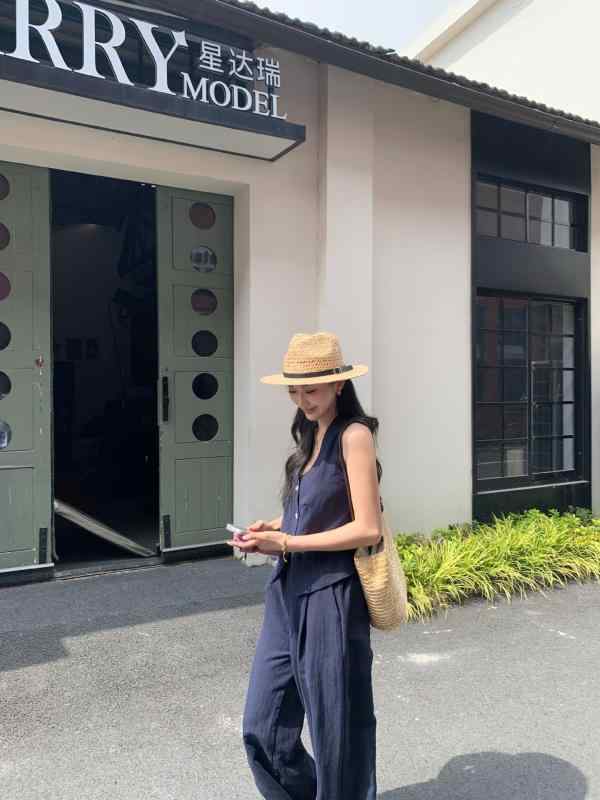 セットアップ レディース Vネック 韓国 系 ファッション v ネック ベスト ハイウエスト カジュアル ワイド パンツ 2025 夏 高級 感 2点 セット 女性