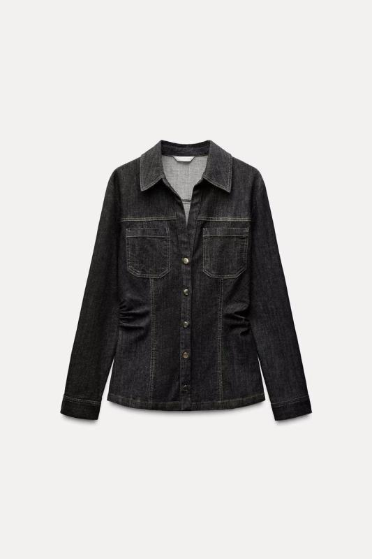 セットアップ レディース Vネック 明 線の 装飾の 長袖の ポケットの 単 列は v ネックの しわの 修身の シャツ オーバーの カジュアル ズボンの レディース デニムの スーツを 掛けます。