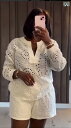 セットアップ レディース Vネック 欧米の クロスボーダー 婦人服 2025 春の 新型 色 長袖 v ネック 上着は 腰の 半 ズボンの カジュアル 2つの セットを 収めます。x2