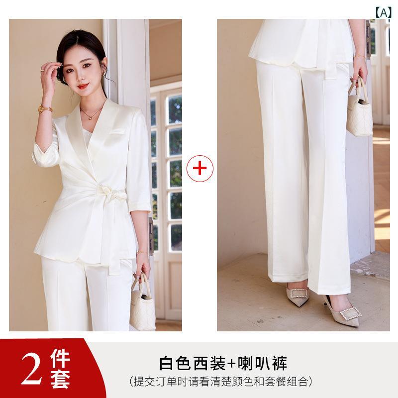 セットアップ レディース Vネック 新 チャイナ風 スーツ 女性 2025 新型 夏の 薄手 プリント 感 高級 感 スーツ セット