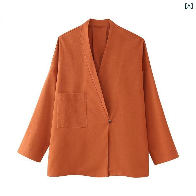 セットアップ レディース Vネック リスト ! 春の 新型の 色 v ネックの 一 粒は スーツ コートを 締めて 腰の 広い 足の ズボンの スーツ 女性を 締めます。