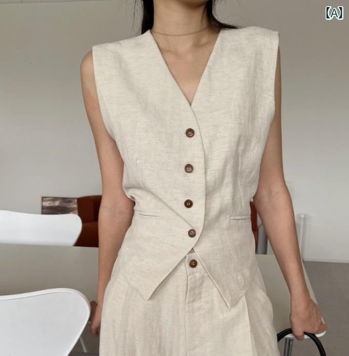 セットアップ レディース Vネック 初夏の フランス のの 後で 腰の 紐の 馬 甲の ベストを 引き出します。