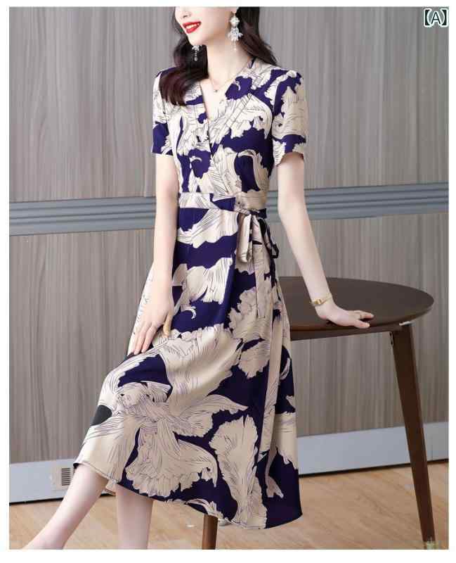 ロング スカート ウエストリボン クロスボーダーのお母さんの ワンピースの 夏の 新型は やせています。