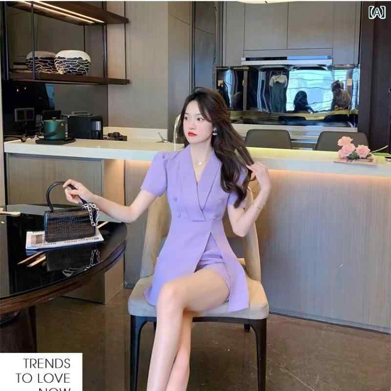 セットアップ レディース Vネック 職業 スーツ 洋服の スーツ レディース 夏の 2025年の 新型の の v ネックは 腰を 収めて やせている ショート パンツの 2つの セットを 現します。