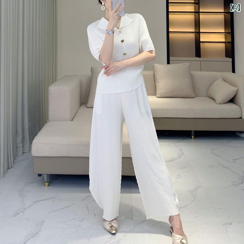 セットアップ レディース Vネック 2025 夏の 新型 色 高級 減 齢 スーツ 女性 v ネック 五分袖 上着に 不規則な 提灯 ズボンを かける