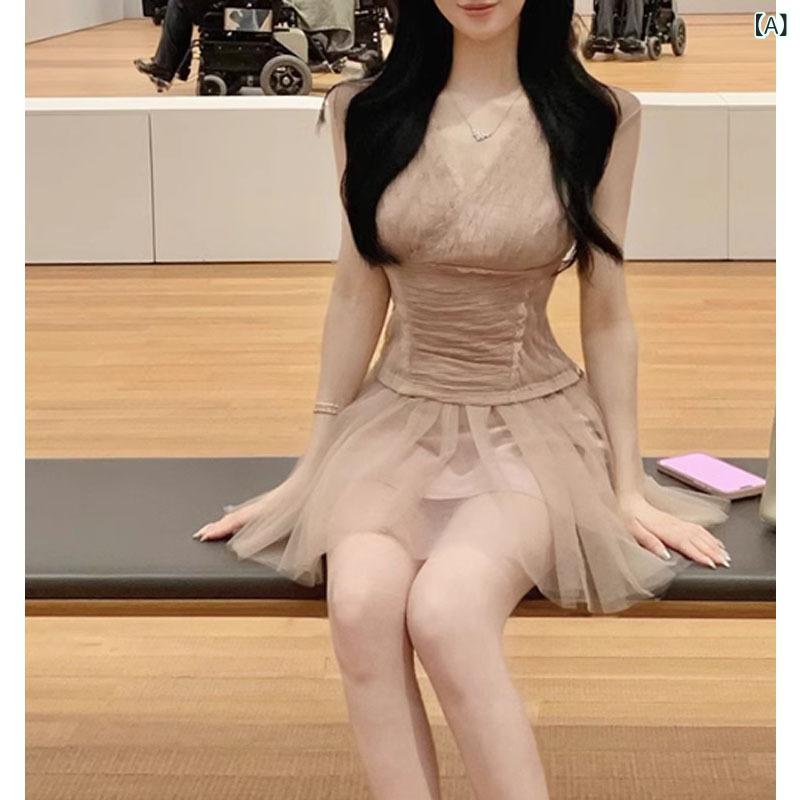 セットアップ レディース Vネック 【 バレエは 夢のようで す】の v ネック レースの 上着 / ガーゼの スカートの ズボンの スーツ 2025 夏の 新型の 婦人服x2