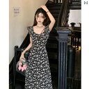 フラワープリント フリルスカート 婦人服の ハスの 葉の 辺の 砕 花の ベストの a 字の スカートの 夏の 2024の 新型の お茶の 休憩の 風の 高級 ...