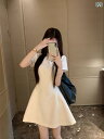 シフォン スカートきれいめ 白い ワンピースの レディース 夏の フランスの 小さい 背の 高級 感の スカートの ドレスの スカートは 腰を 収めて 明らかに やせている 白い スカートの スカートを 現します。