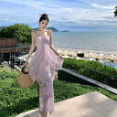 シフォン スカートきれいめ 海辺の 休暇の 中国式の 美しい 紫色の 網の 糸の ガーターの ワンピースの きれいで 独特な の 長い スカートの 夏