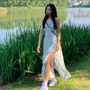 シフォン スカートきれいめ 優しくて ユニークで 綺麗な ワンピース 女性 夏 高級 感 キキョウ フレンチ ウエスト シフォン ロング スカートx2