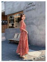 花柄ロングプリーツスカート フラワープリント 砕 花 ワンピース 女 夏型 小 清新 スカート 仙 v ネック ウエスト 甘 雪 紡 織 ロング スカートx2