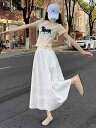 シフォン スカートきれいめ 韓 風の 白い 半身の スカートの レディース ロング スカート 2025の 新型の 腰の 文芸の 百合 a 字の 傘の スカートの 蓬の スカートの a 3606x2