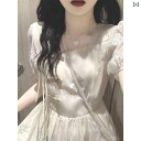 シフォン スカートきれいめ チャイナ風 アプリコット ドレス レディース 夏 小さい パフスリーブ フェアリー 優しい 初恋 ロング ドレス