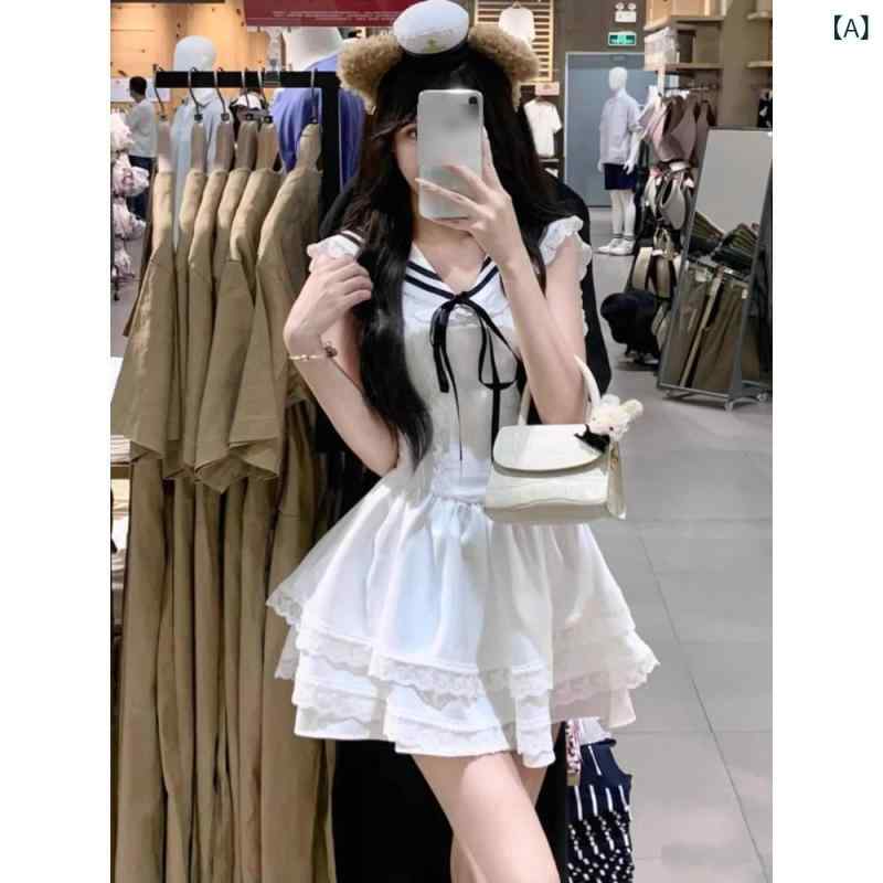 シフォン スカートきれいめ ガーリースタイル コミック ハイ アート 学生 夏 活力 海軍 カレッジ スタ..