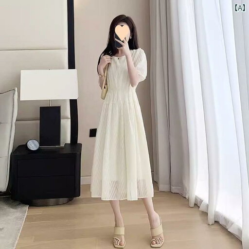 シフォン スカートきれいめ 小さい 背の シフォンの ワンピースの レディース 夏の 2025 新型の 魅惑的 丸 首の 修身のは やせている 字の スカートの 女性を 現します。 シフォン スカートきれいめ 小さい 背の シフォンの ワンピースの レディース 夏の 2025 新型の 魅惑的 丸 首の 修身のは やせている 字の スカートの 女性を 現します。