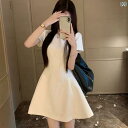 シフォン スカートきれいめ 白い ワンピースの レディース 夏の フランスの 小さい 背の 高級 感の スカートの ドレスの スカートは 腰を 収めて 明らかに やせている 白い スカートの スカートを 現します。