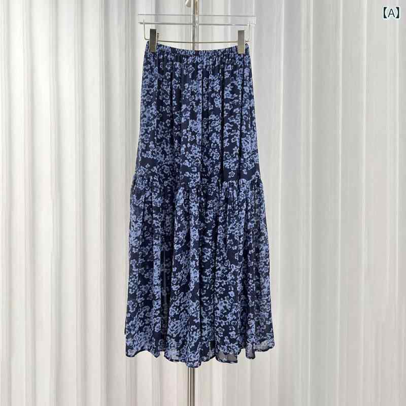 花柄ロングプリーツスカート フラワープリント 深 セン 南 油 高の ファッション 法 風は フランス 風..