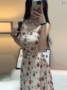 花柄ロングプリーツスカート フラワープリント フランスの 花の ストラップの ワンピースの 子供の 夏の 2024の 新型の ウエストの 感の 海辺の 休暇のの ロング スカートx2