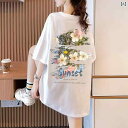 ロング丈tシャツ ワンピ ロンT 冷感 レディース 100 % 綿 半袖 t シャツ レディース 夏の 新型は ゆったりしていて やせています。