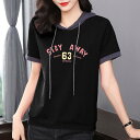 ロング丈tシャツ ワンピ ロンT 冷感 レディース 綿 半袖 t シャツ 女性 ゆったり 版 t シャツ 2024夏 韓国 女性 洋 気 フード付き 上着