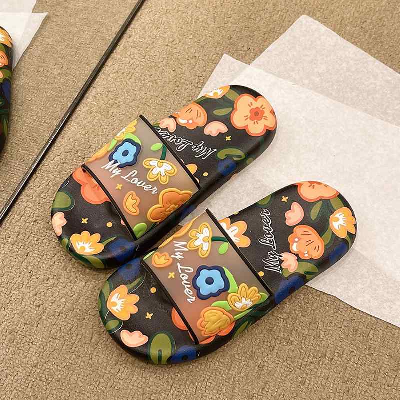 スライドサンダル ローヒール 夏 サマー ファッション カジュアル オシャレ 女性 レディース 花柄 アウトドア ソフトソール 家庭 屋内 滑り止め 風呂 ビーチ オフィス(4)