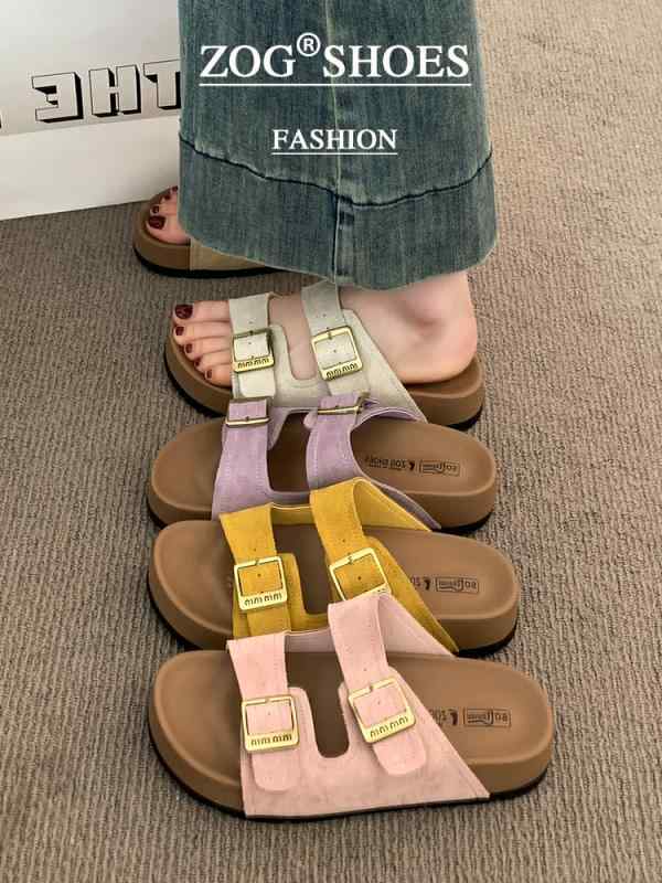 スライドサンダル ローヒール 夏 サマー ファッション カジュアル オシャレ 女性 レディース アウトドア 厚底 ビーチ パープル ビルケンシュトック