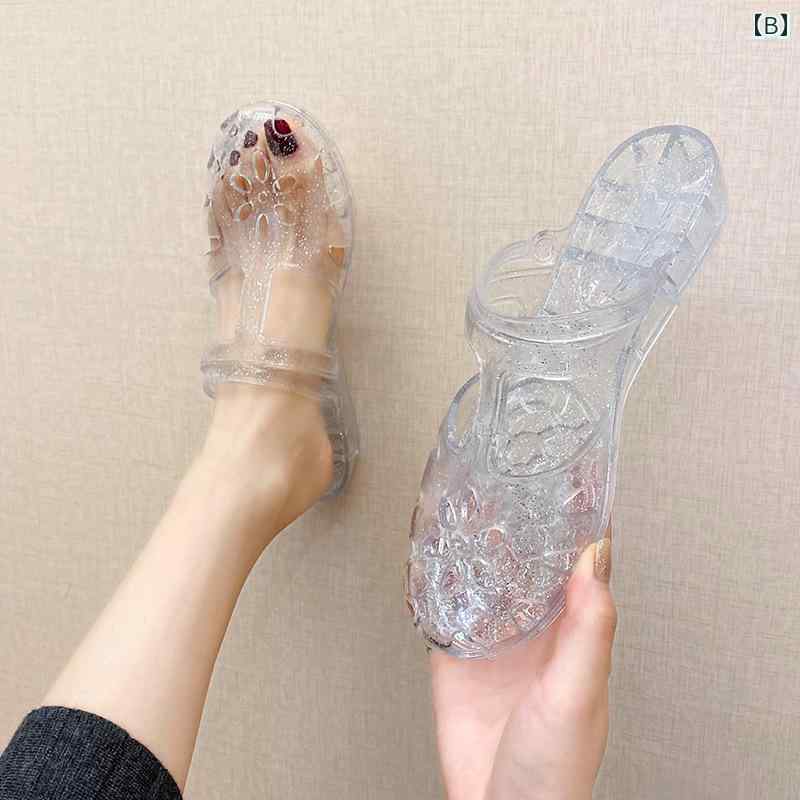 サンダル レディース 妊婦 マザーシューズ プラスチック クリア素材 クローズドトゥ 滑り止め シンプル おしゃれ カジュアル ファッション アウター 使いやすい 便利 お出かけ アーティファクト スリッパ