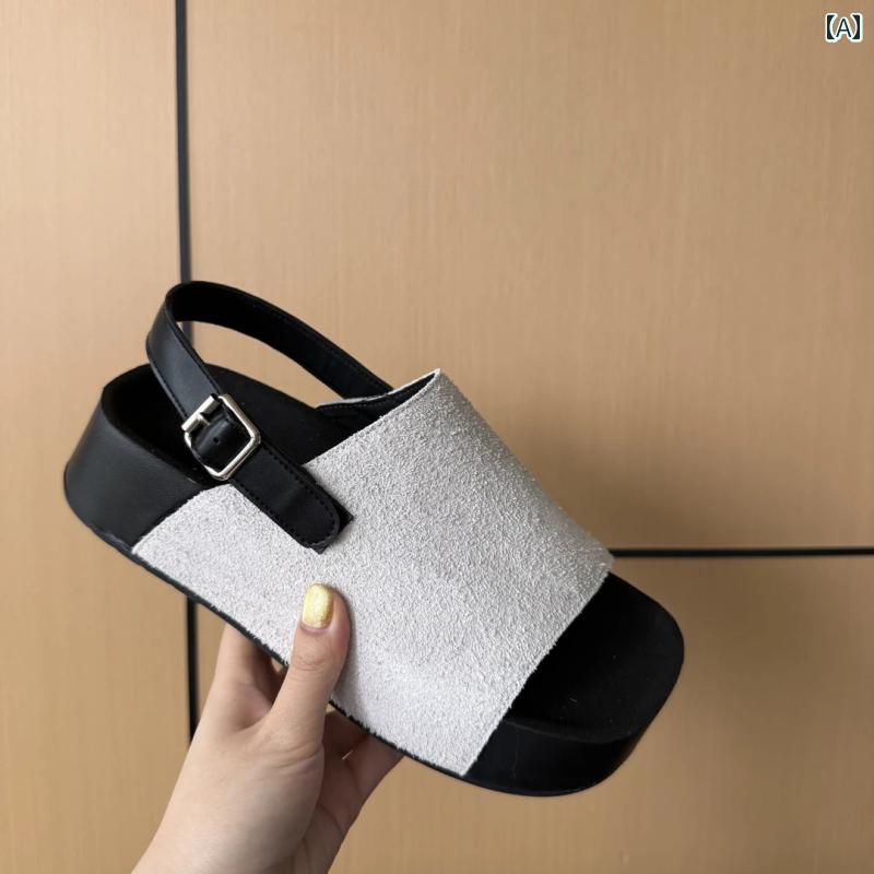 サンダル レザー 厚底 万能 シンプル おしゃれ カジュアル ファッション アウター 使いやすい 便利 お出かけ アーティファクト(4)