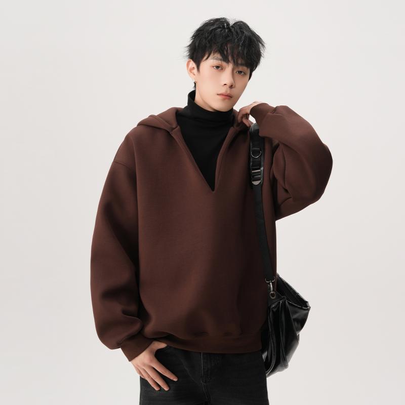 マウンテンパーカー 長袖 フード付き スウェット カジュアル ストリート おしゃれ ファッション オーバー サイズ トップ メンズ ブラック ブラウン