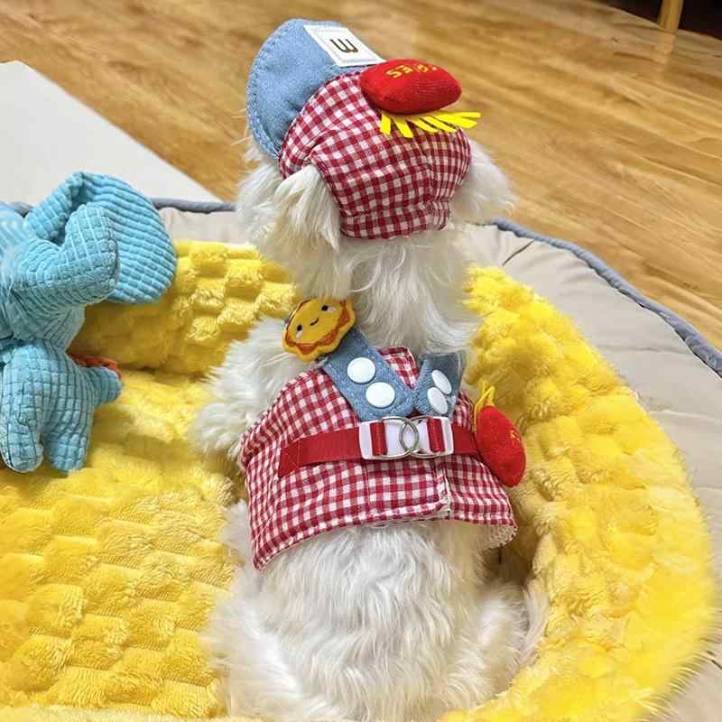 ペットウェア 用品 散歩 リード ストラップ アクセサリー 外出用 犬用 帽子 小型 かわいい サンハット ..