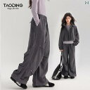 プリーツ パラシュートオーバーオール ストレート ドレープ パンツ アンブレラ レディース 子供向け 作業着 仕事着 ワークウェア 秋 アメリカン レトロ シンプル おしゃれ カジュアル ファッション お出かけ アウター 使いやすい 便利