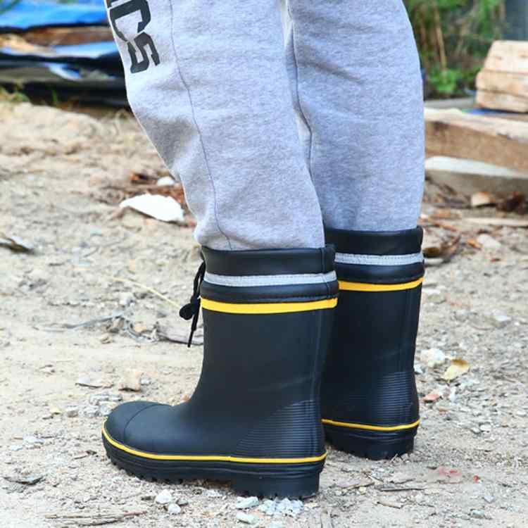 レインブーツ 紳士 ショート メンズ シンプル おしゃれ カジュアル ファッション アウター 作業 仕事 現場 通勤 万能 使いやすい 便利 防水 靴 ラバー ソフトソール ブラック